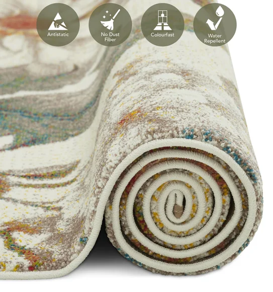 Diamond Machine Made Carpet Cream and Blue