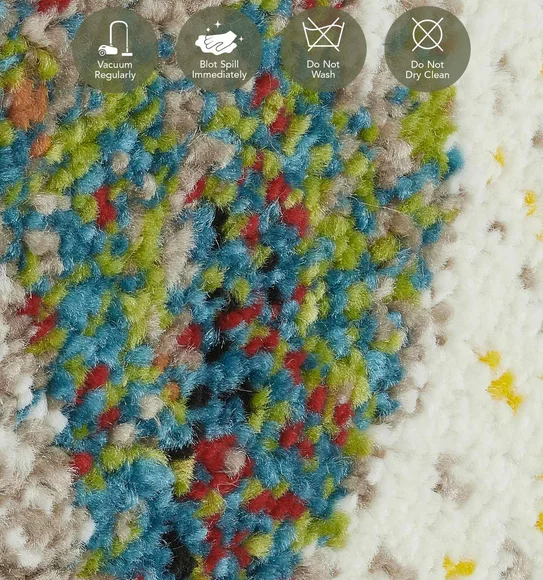 Diamond Machine Made Carpet Cream and Blue