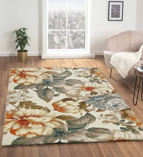 Diamond Machine Made Carpet Cream and Blue
