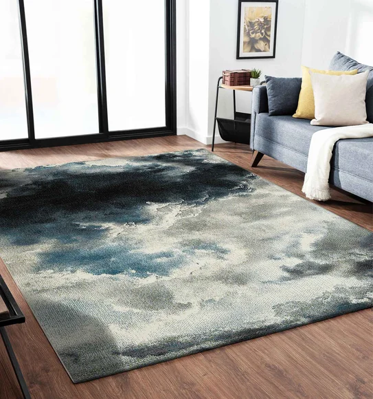 Diamond Machine Made Carpet Blue and Grey