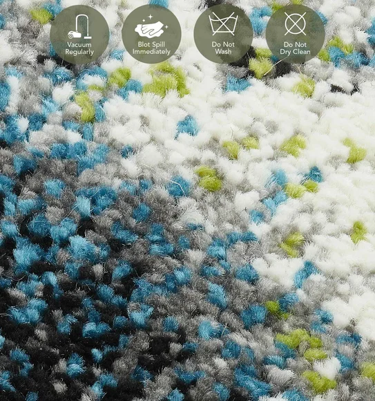 Diamond Machine Made Carpet Blue and Grey