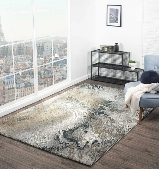 Diamond Abstract Machine Made Carpet Beige