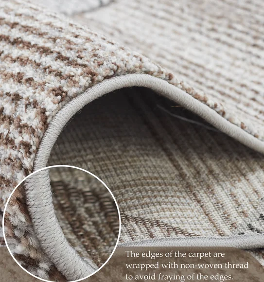 Diamond Geometric Machine Made Carpet Brown and Light Grey
