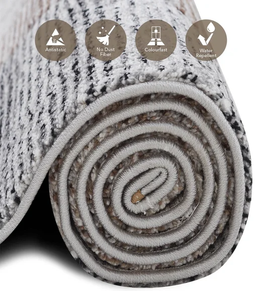 Diamond Geometric Machine Made Carpet Brown and Light Grey