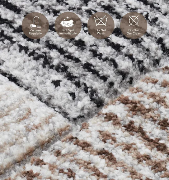 Diamond Geometric Machine Made Carpet Brown and Light Grey