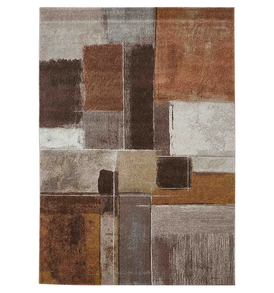 Diamond Abstract Machine Made Carpet Brown Cream