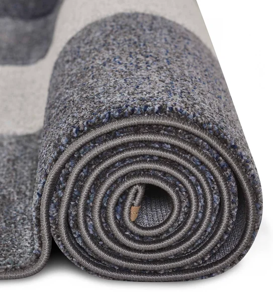 Diamond Geometric Machine Made Carpet L.Blue and Grey