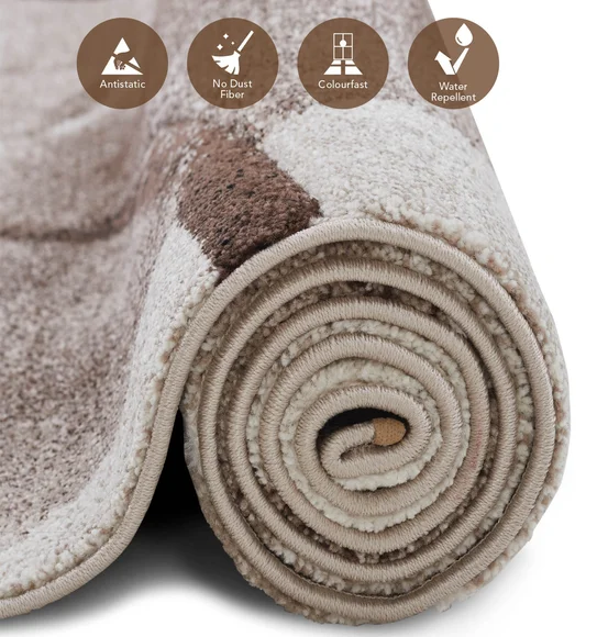 Diamond Abstract Machine Made Carpet Cream and Brown