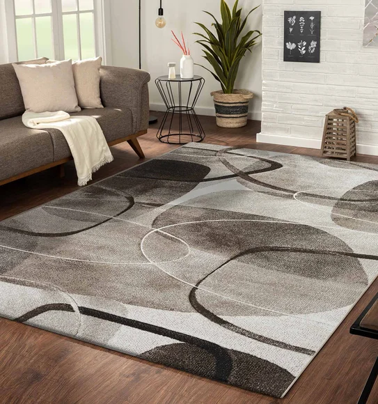Diamond Abstract Machine Made Carpet Teal and L.Brown