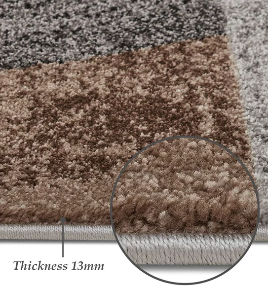Diamond Geometric Machine Made Carpet L Brown and Cream