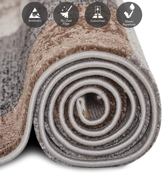 Diamond Geometric Machine Made Carpet L Brown and Cream