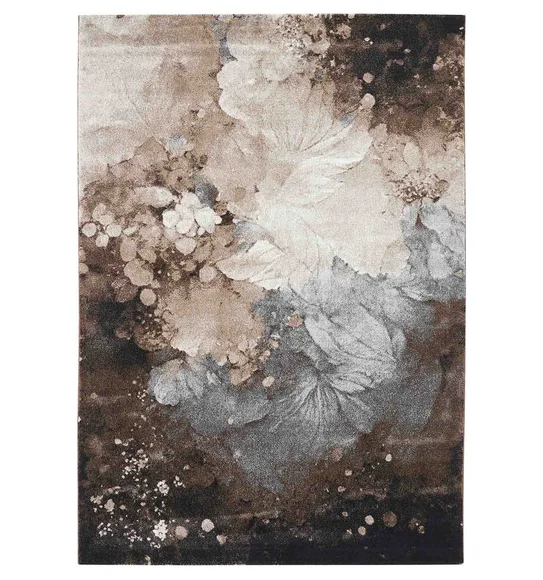 Diamond Floral Machine Made Carpet Brown and Cream