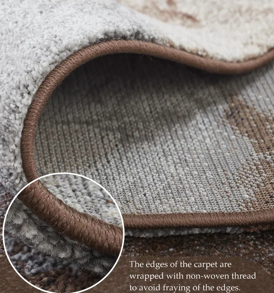 Diamond Floral Machine Made Carpet Brown and Cream