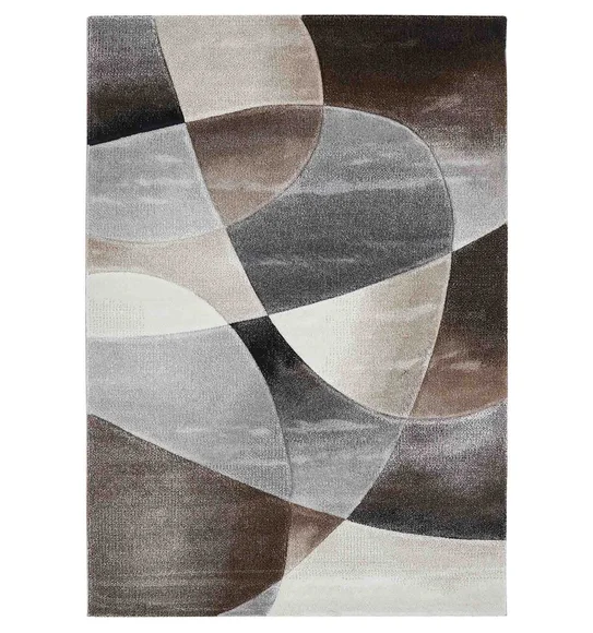 Diamond Abstract Machine Made Carpet D.Brown and Grey