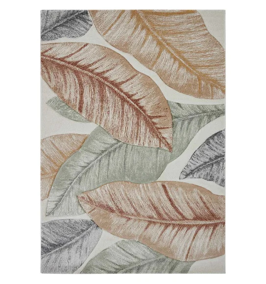 Diamond Polypropylene Floral Carpet Rust and Olive