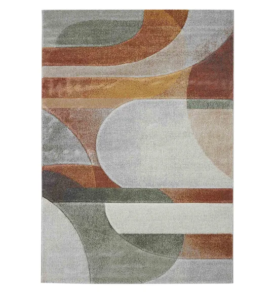 Diamond Polypropylene Abstract Carpet Rust and Cream