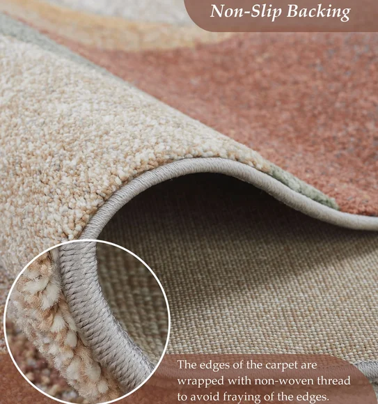 Diamond Polypropylene Abstract Carpet Rust and Cream
