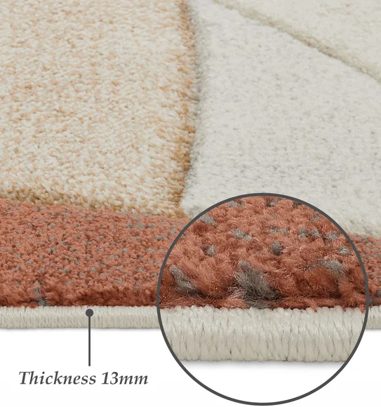 Diamond Machine Made Carpet Cream and Rust
