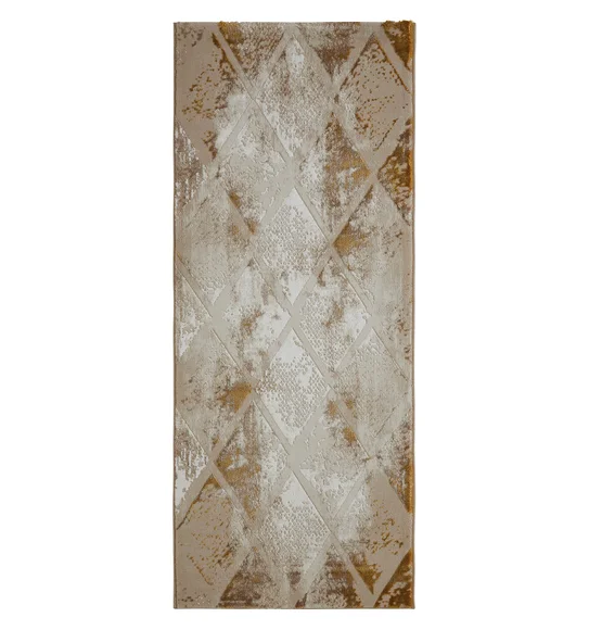 Seher Abstract Bedside Runner Beige Gold