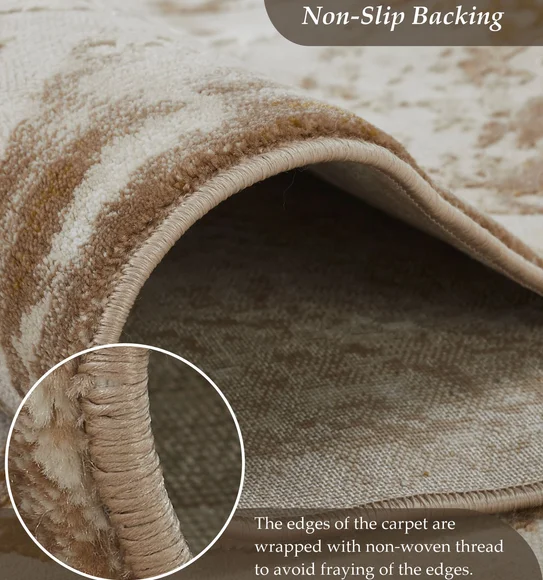 Seher Abstract Bedside Runner Beige Gold