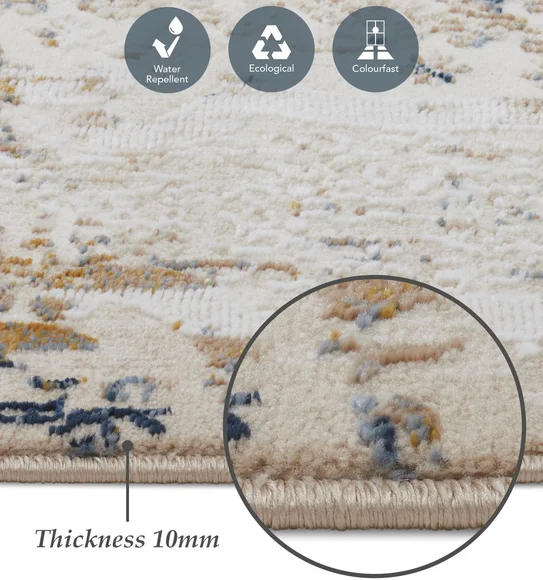Seher Abstract Bedside Runner Beige Navy