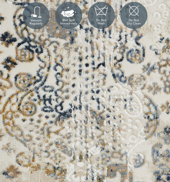 Seher Abstract Bedside Runner Beige Navy