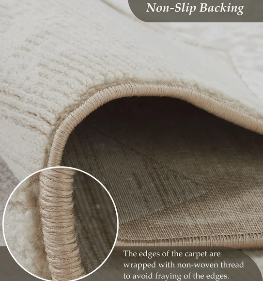 Seher Abstract Bedside Runner Beige Gold