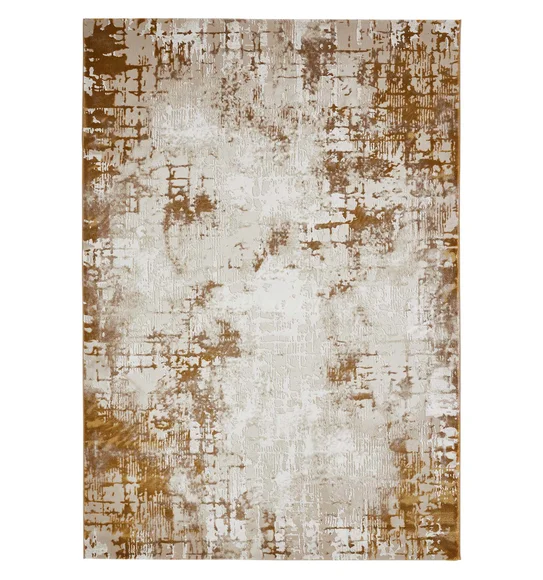Seher Abstract Machine Made Carpet Beige Gold