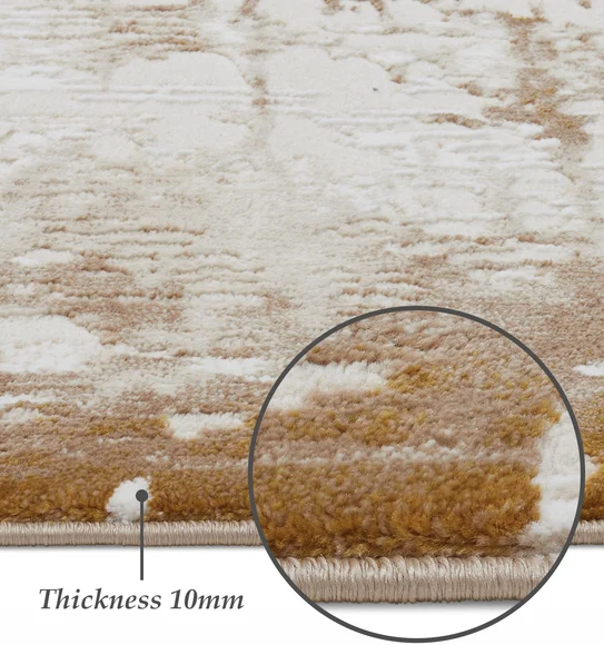 Seher Abstract Machine Made Carpet Beige Gold