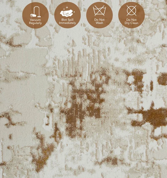 Seher Abstract Machine Made Carpet Beige Gold