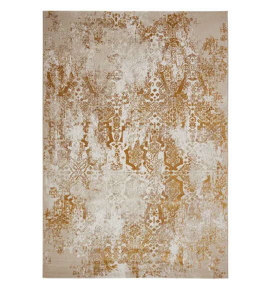 Seher Abstract Machine Made Carpet Beige Gold