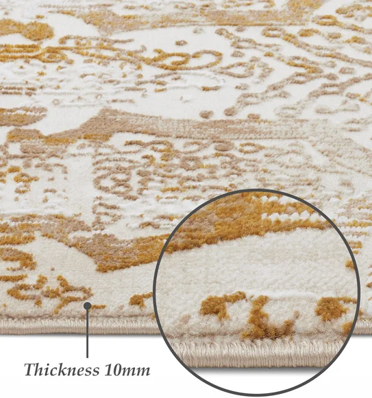 Seher Abstract Machine Made Carpet Beige Gold