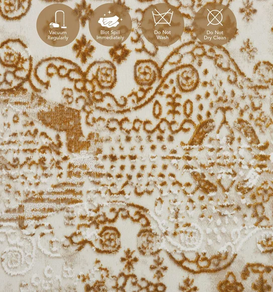 Seher Abstract Machine Made Carpet Beige Gold