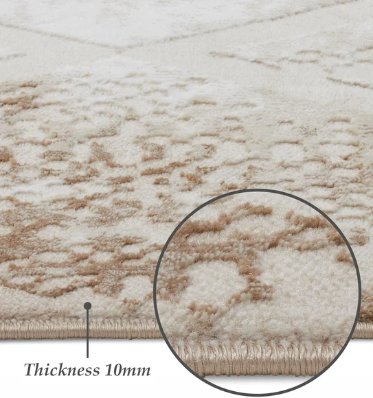 Seher Abstract Machine Made Carpet Beige Gold