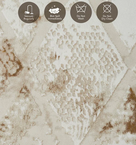Seher Abstract Machine Made Carpet Beige Gold