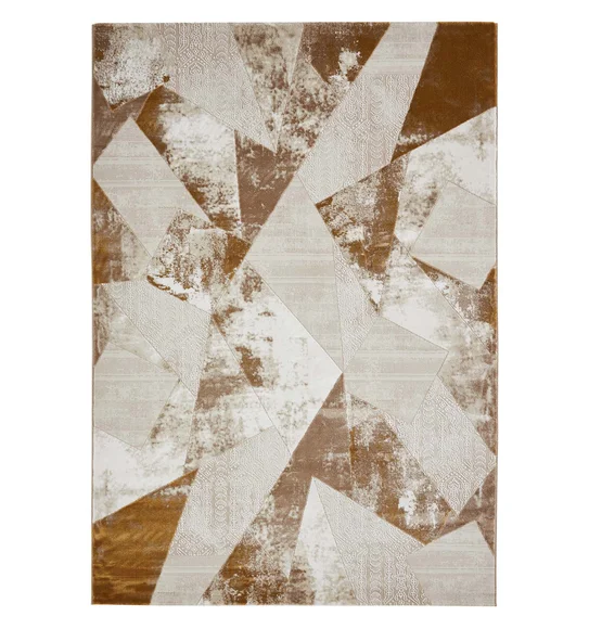 Seher Abstract Machine Made Carpet Beige Gold