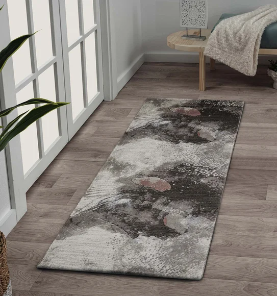 Flamme Polypropylene Abstract Runner Cream and Brown