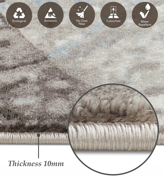 Flamme Polypropylene Abstract Runner Cream and Brown