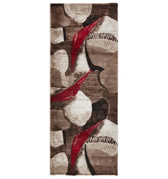 Flamme Polypropylene Abstract Runner Brown and Red