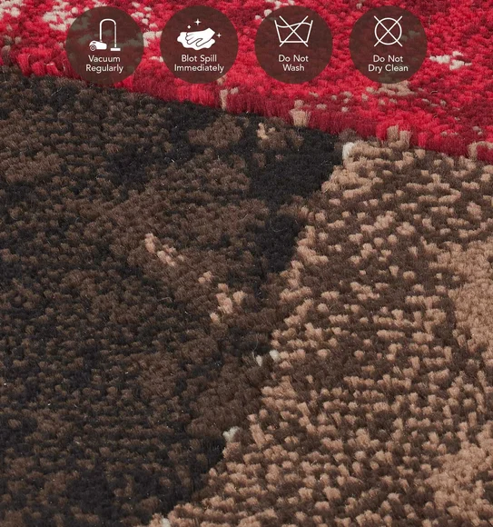 Flamme Polypropylene Abstract Runner Brown and Red