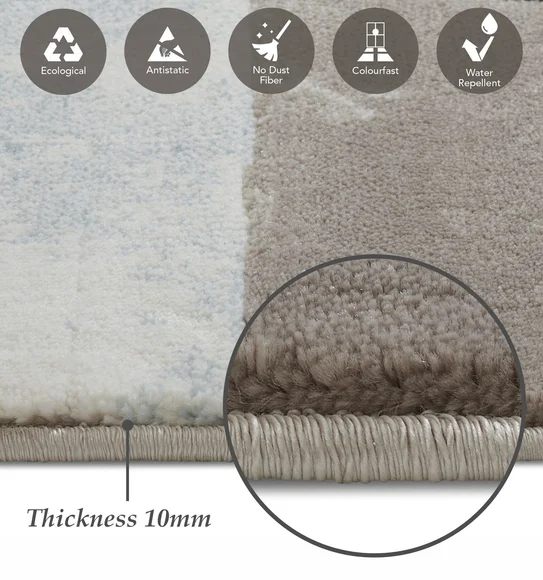 Flamme Abstract Machine Made Runner Blue and Brown
