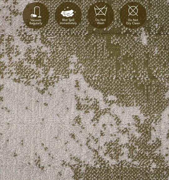 Flamme Polypropylene Abstract Carpet Olive and Mustard
