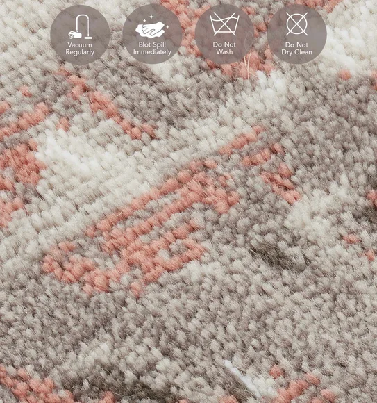 Flamme Abstract Round Shaped Carpet Cream and Rust