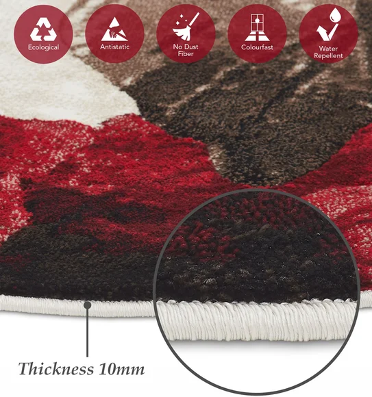 Flamme Classical Round Shaped Carpet Red and Beige