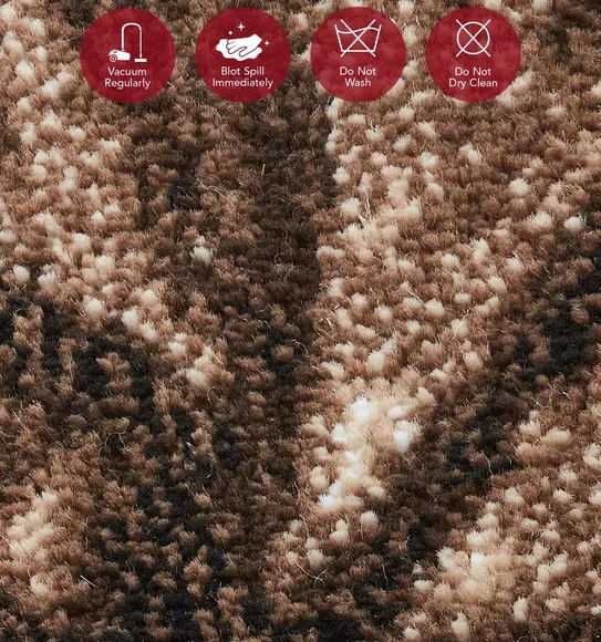 Flamme Classical Round Shaped Carpet Red and Beige