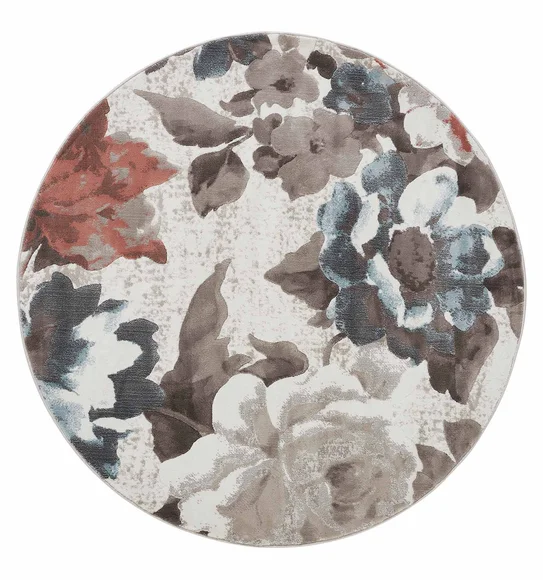 Flamme Abstract Round Shaped Carpet Cream Rust