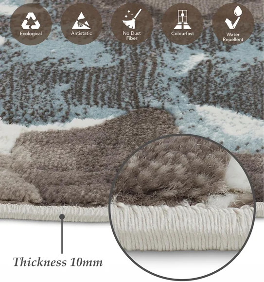 Flamme Abstract Round Shaped Carpet Cream Rust