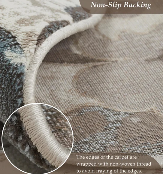 Flamme Abstract Round Shaped Carpet Cream Rust