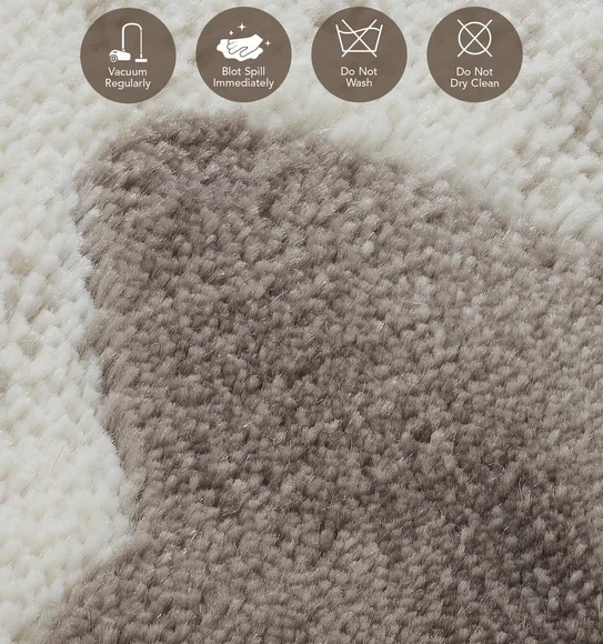 Flamme Abstract Round Shaped Carpet Cream Rust