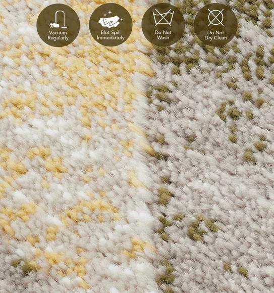 Flamme Abstract Round Shaped Carpet Olive and Mustard